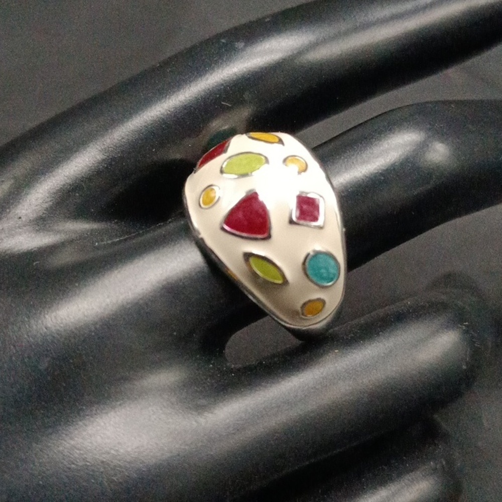 Enamel Ring Multicolored Size 10